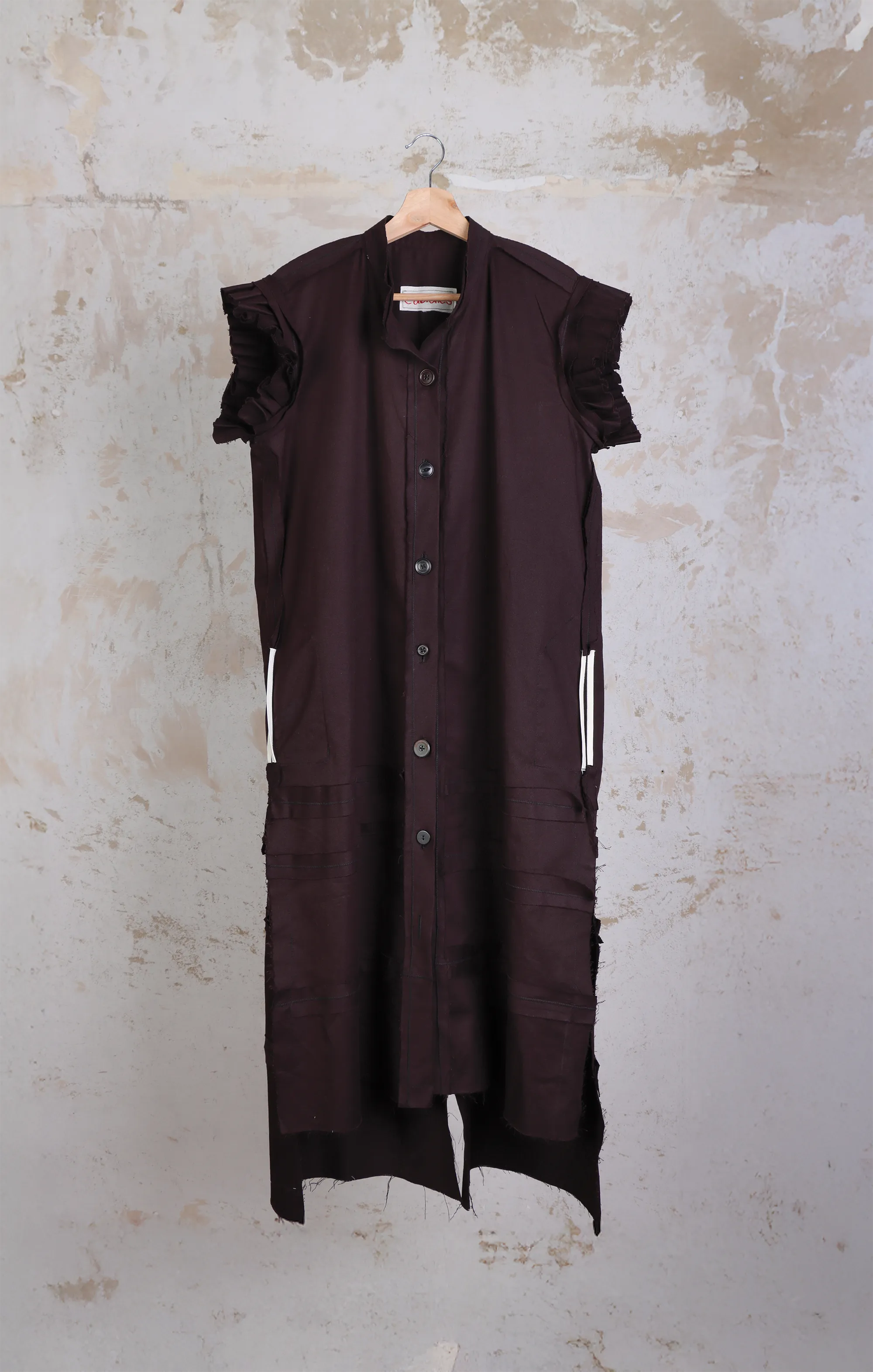Vestido tipo túnica zen. Color vinotinto.